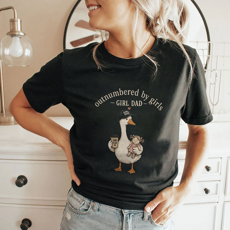 Outnumbered By Girls Funny Girl Dad T Shirt