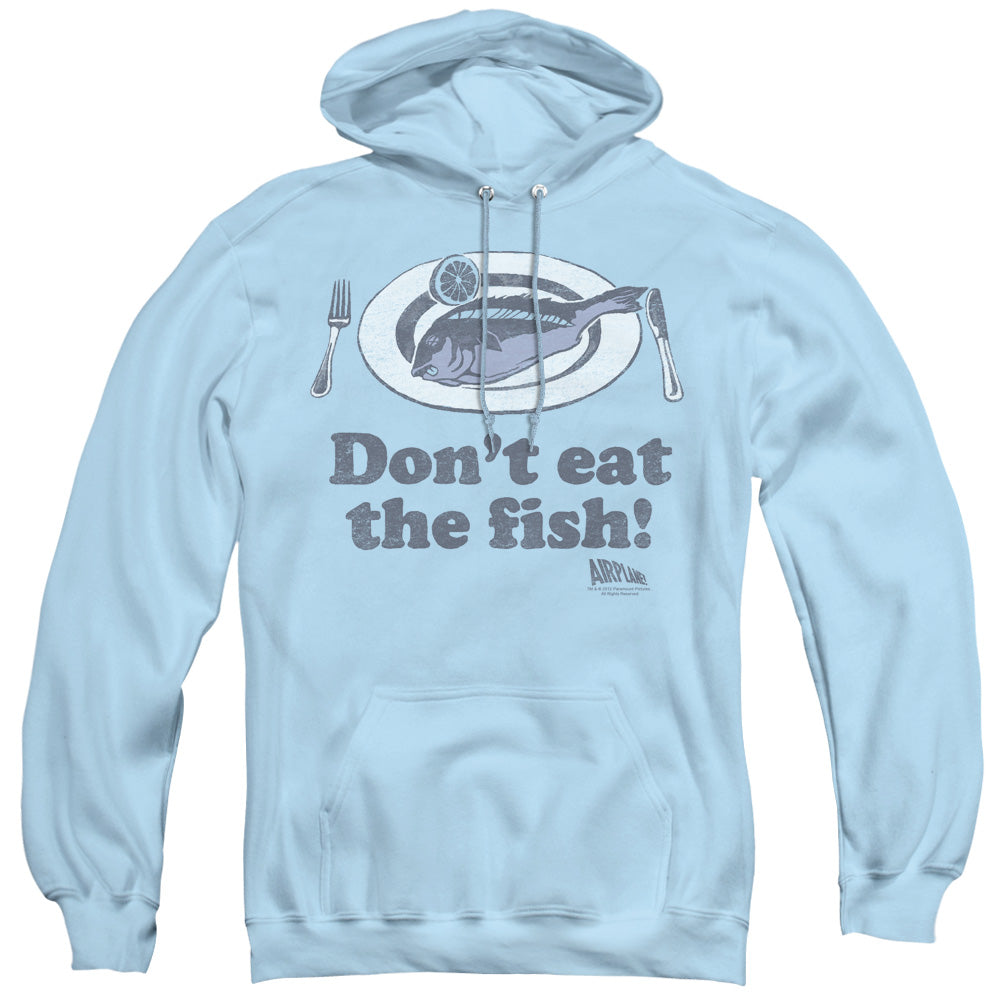 Airplane Dont Eat The Fish Mens Hoodie Light Blue
