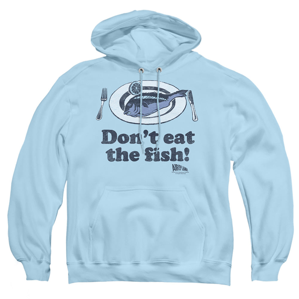 Airplane Dont Eat The Fish Mens Hoodie Light Blue