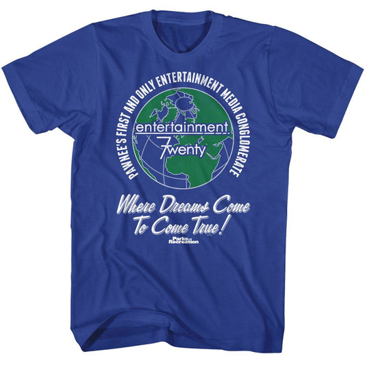 Parks And Recreation - Dreams Come 2 Come True - American Classics - Solid Blue Adult Short Sleeve T-Shirt