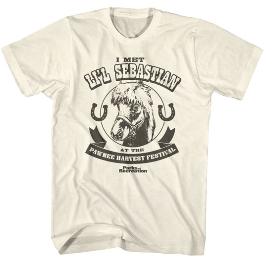 Parks And Recreation - I Met Lil Sebastian - American Classics - Solid Off-White Adult Short Sleeve T-Shirt