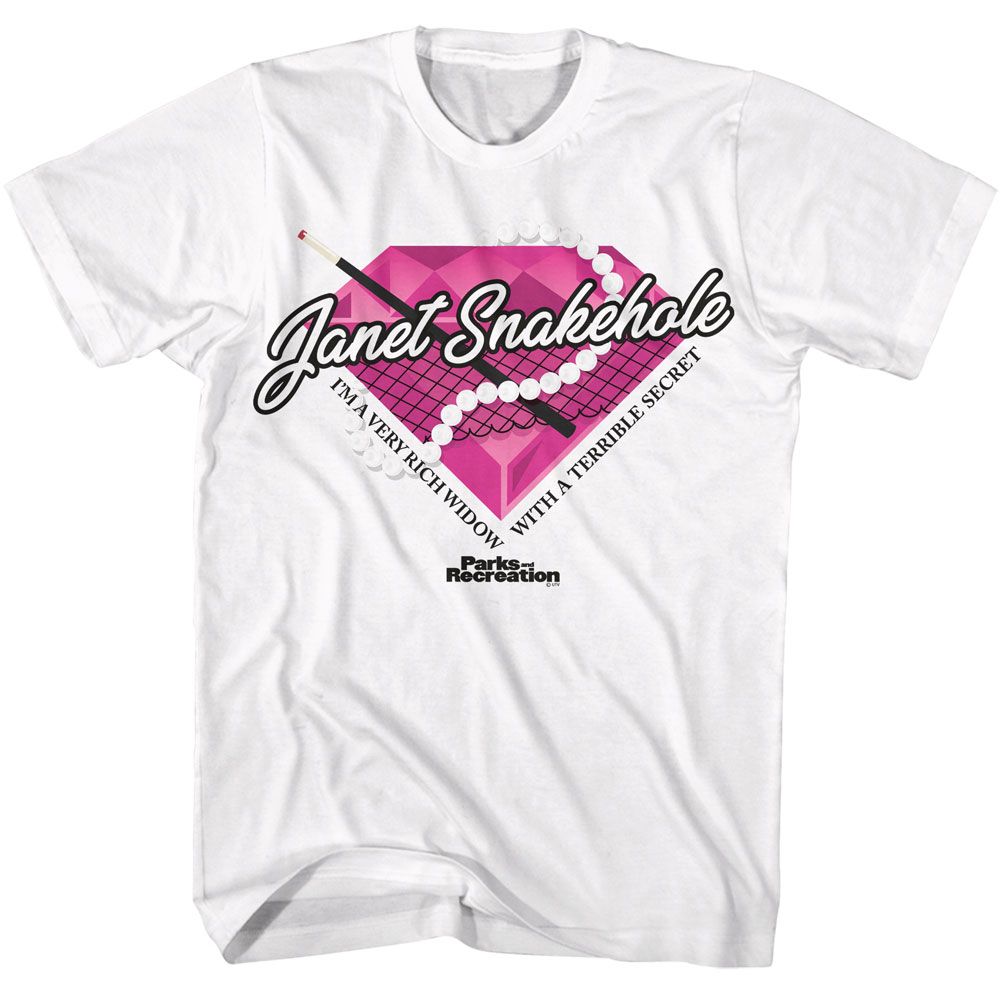 Parks And Recreation - Janet Snakehole Diamond - American Classics - Solid White Adult Short Sleeve T-Shirt