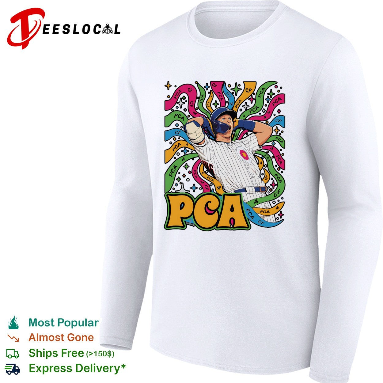 PCA Pete Crow-Armstrong Chicago Cubs psychedelic style colorful shirt