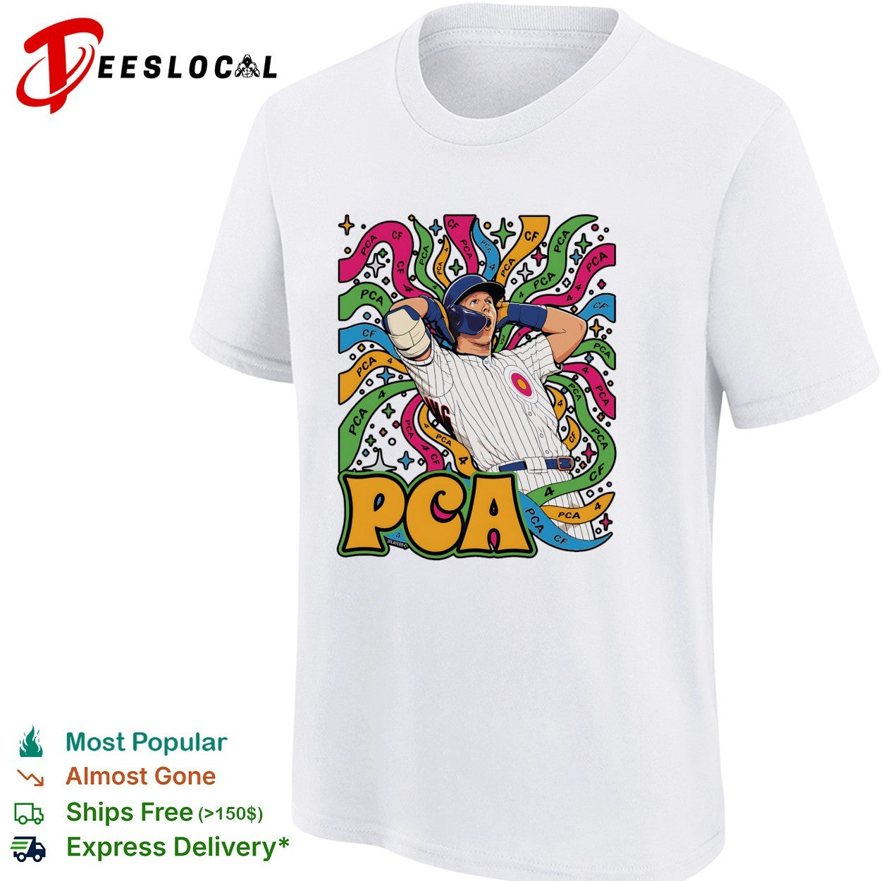 PCA Pete Crow-Armstrong Chicago Cubs psychedelic style colorful shirt
