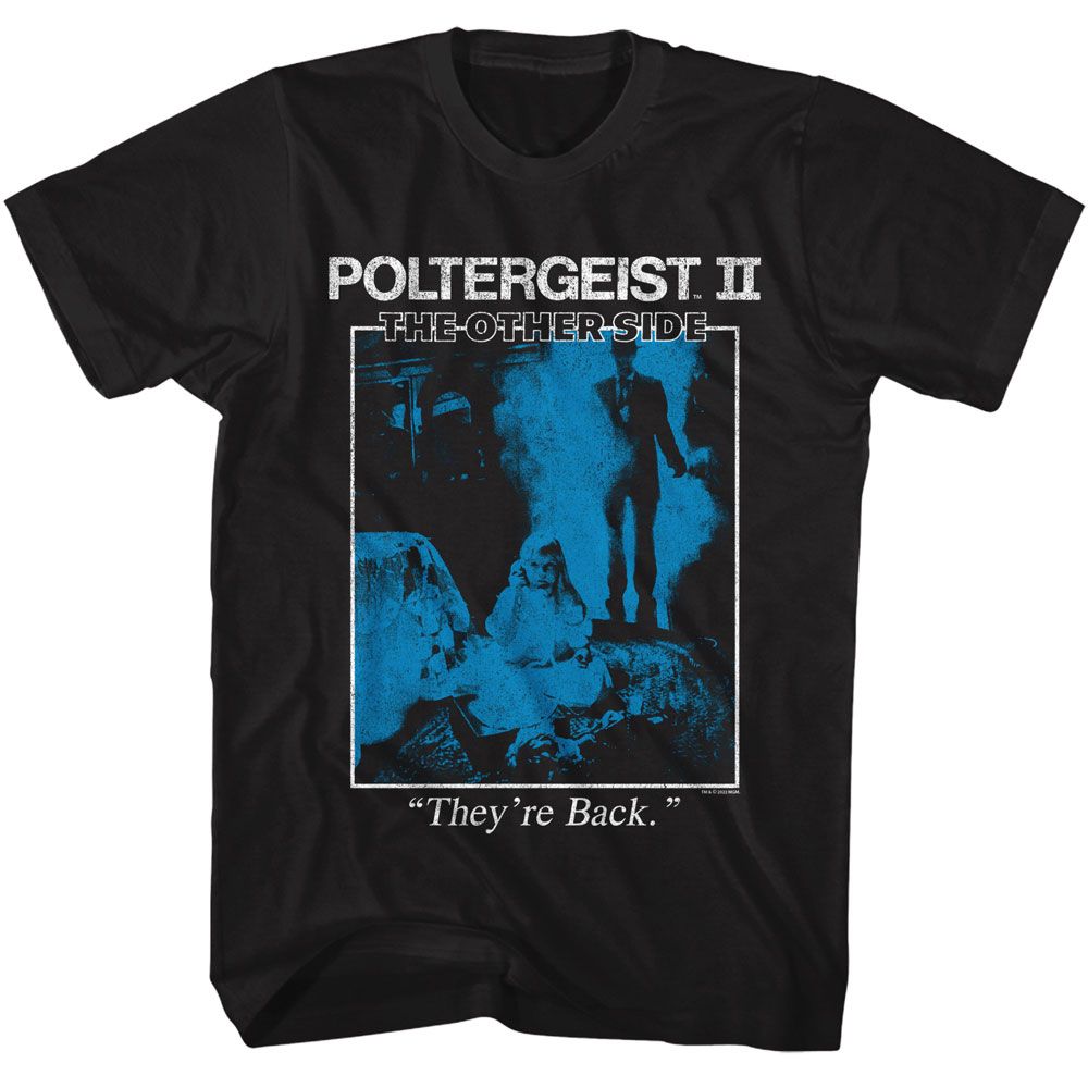 Poltergeist - Theyre Back Poster - American Classics - Solid Black Adult Short Sleeve T-Shirt (Image 1)