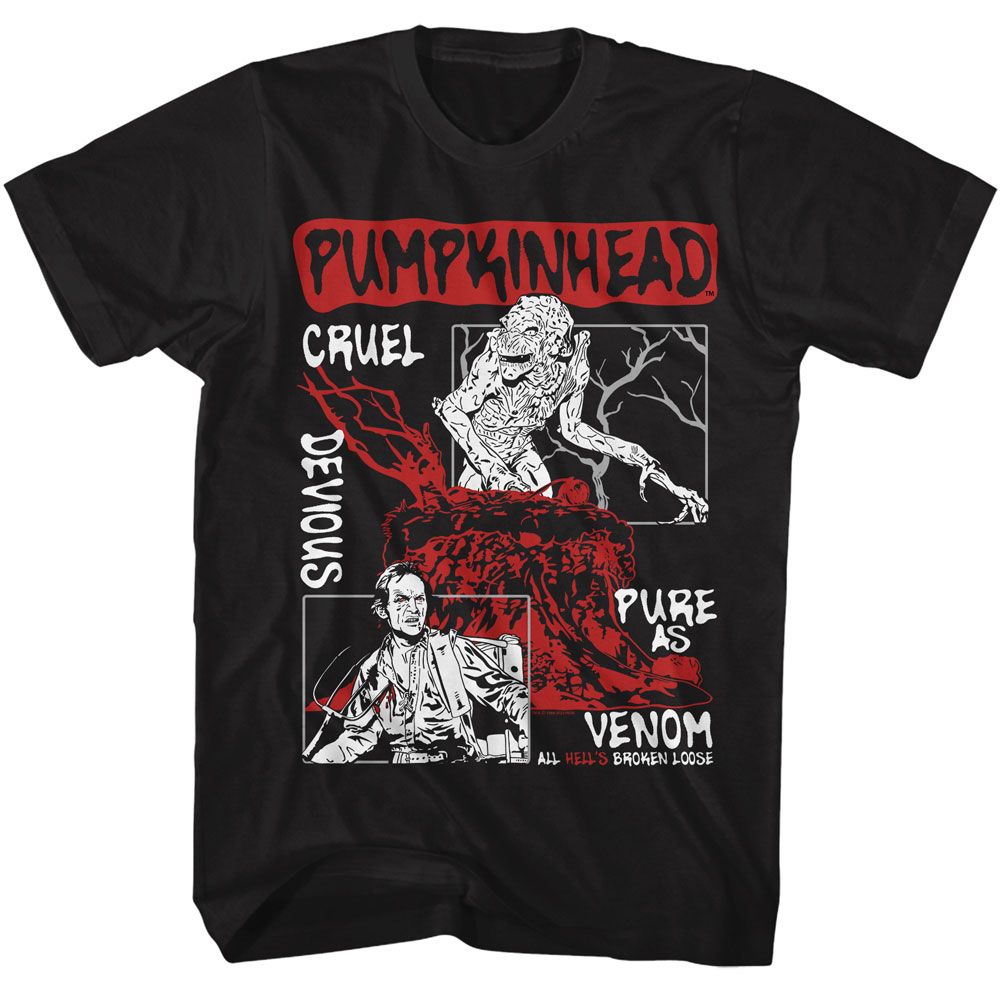 Pumpkinhead - Panels - American Classics - Solid Black Adult Short Sleeve T-Shirt - clothing by TeeHivey.com (Image 1)