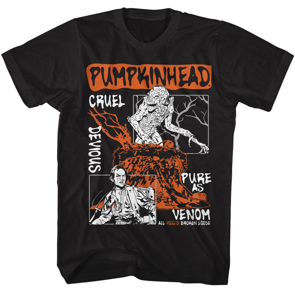 Pumpkinhead - Panels Alt - American Classics - Solid Black Adult Short Sleeve T-Shirt - clothing by TeeHivey.com (Image 1)