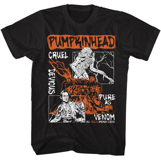 Pumpkinhead - Panels Alt - American Classics - Solid Black Adult Short Sleeve T-Shirt - clothing by TeeHivey.com (Image 1)