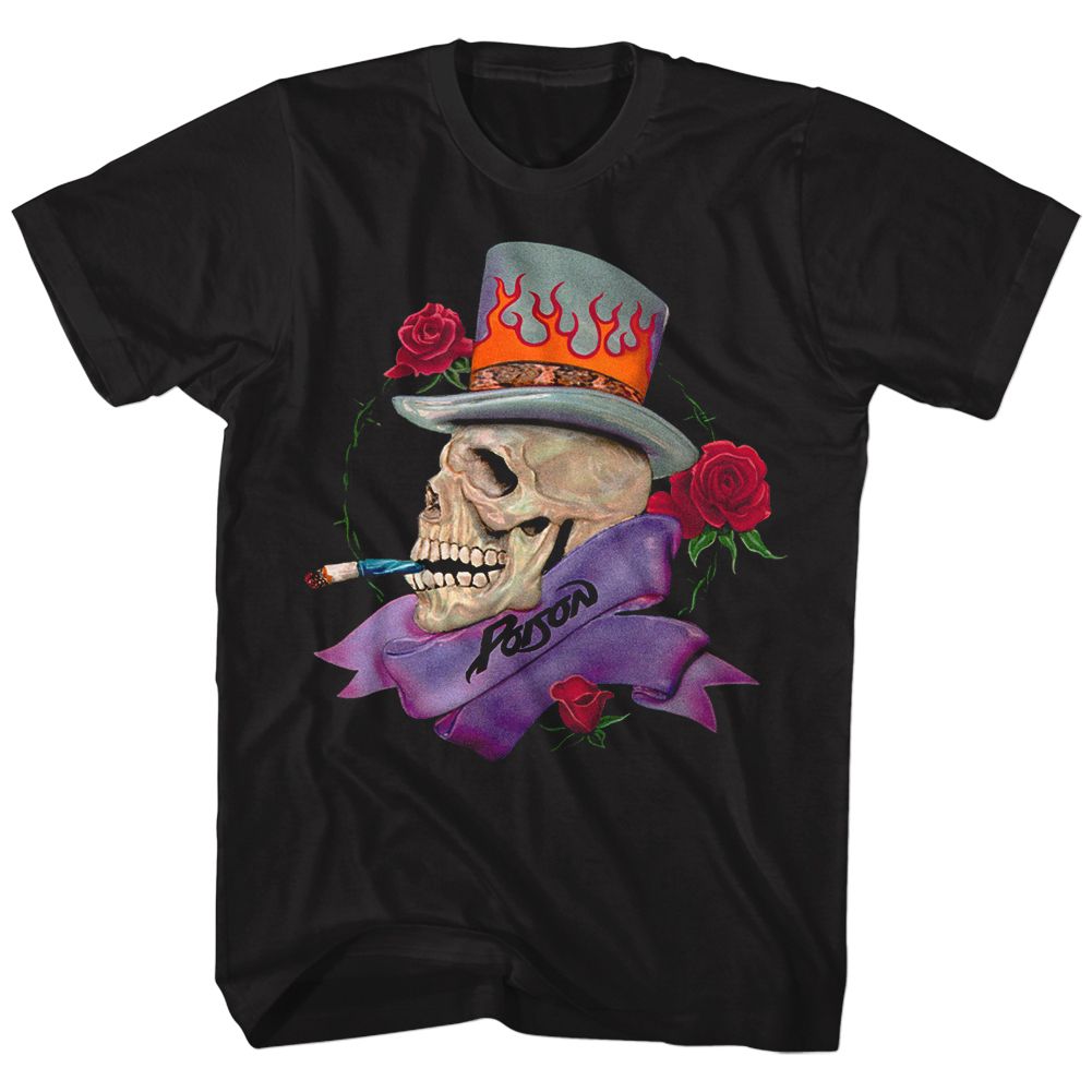 Poison - Skull Smokin Poison - Short Sleeve - Adult - T-Shirt - clothing by TeeHivey.com