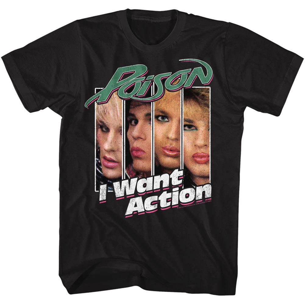 Poison - I Want Action - Short Sleeve - Adult - T-Shirt - clothing by TeeHivey.com