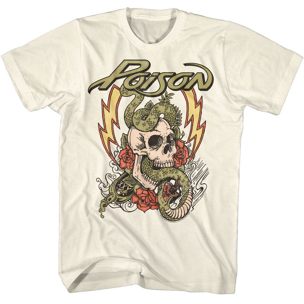 Poison - Fade Color Skull - American Classics - Solid Off-White Adult Short Sleeve T-Shirt (Image 1)