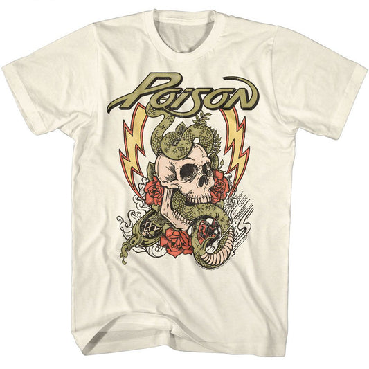 Poison - Fade Color Skull - American Classics - Solid Off-White Adult Short Sleeve T-Shirt (Image 1)
