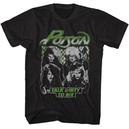 Poison - Talk Dirty To Me Band Photos - American Classics - Solid Black Adult Short Sleeve T-Shirt (Image 1)