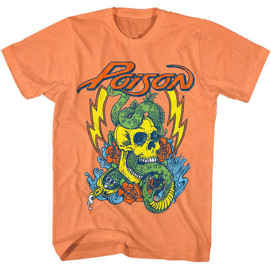 Poison - Snake Skull - American Classics - Heather Orange Adult Short Sleeve T-Shirt - clothing by TeeHivey.com (Image 1)