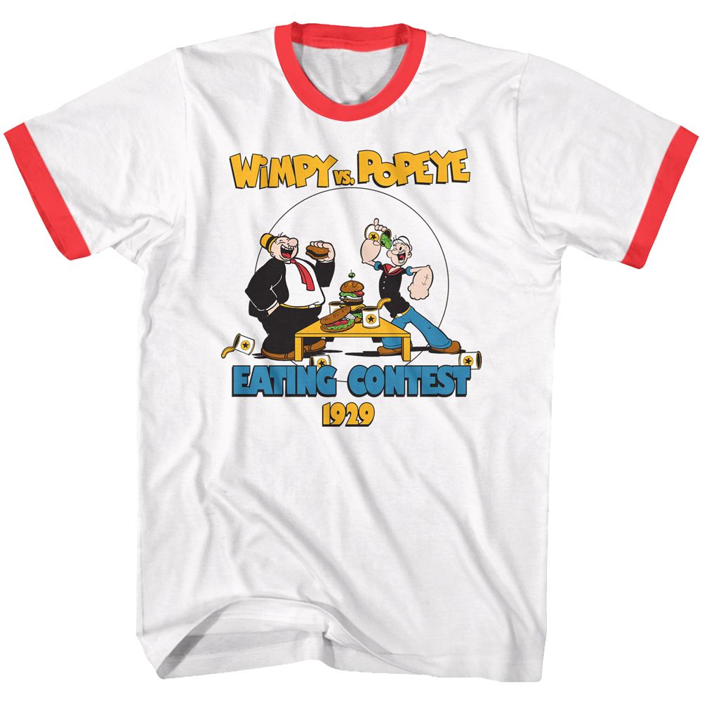 Popeye - Eating Contest - Short Sleeve - Adult - Ringer T-Shirt - clothing by TeeHivey.com