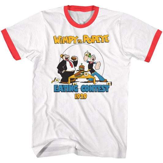 Popeye - Eating Contest - Short Sleeve - Adult - Ringer T-Shirt - clothing by TeeHivey.com