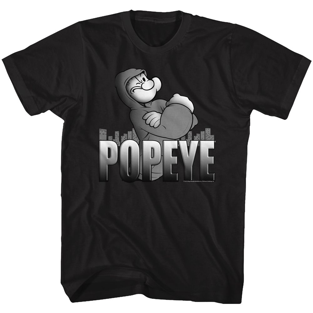 Popeye - Hoodie - American Classics - Solid Black Adult Short Sleeve T-Shirt - clothing by TeeHivey.com (Image 1)