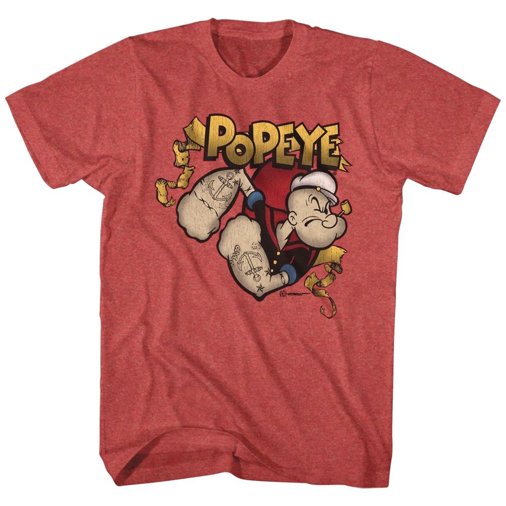 Popeye - Gold Banner - Short Sleeve - Heather - Adult - T-Shirt - clothing by TeeHivey.com