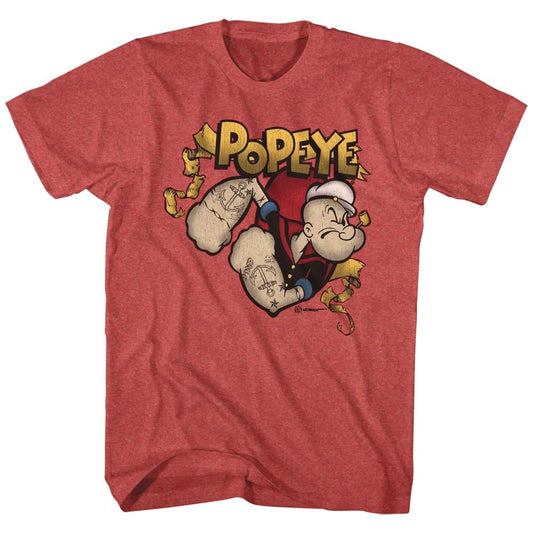 Popeye - Gold Banner - Short Sleeve - Heather - Adult - T-Shirt - clothing by TeeHivey.com