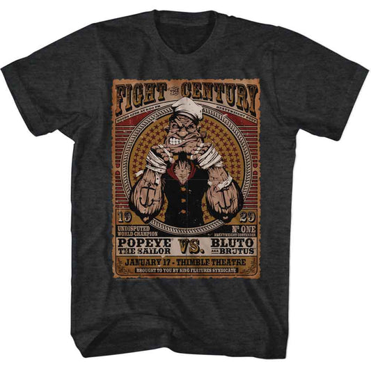 Popeye - Fight Of The Century - American Classics - Heather Black Adult Short Sleeve T-Shirt (Image 1)