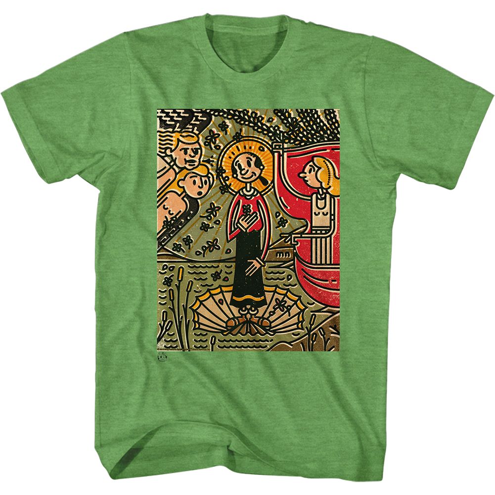 Popeye - Mosaic Olive - Short Sleeve - Heather - Adult - T-Shirt - clothing by TeeHivey.com
