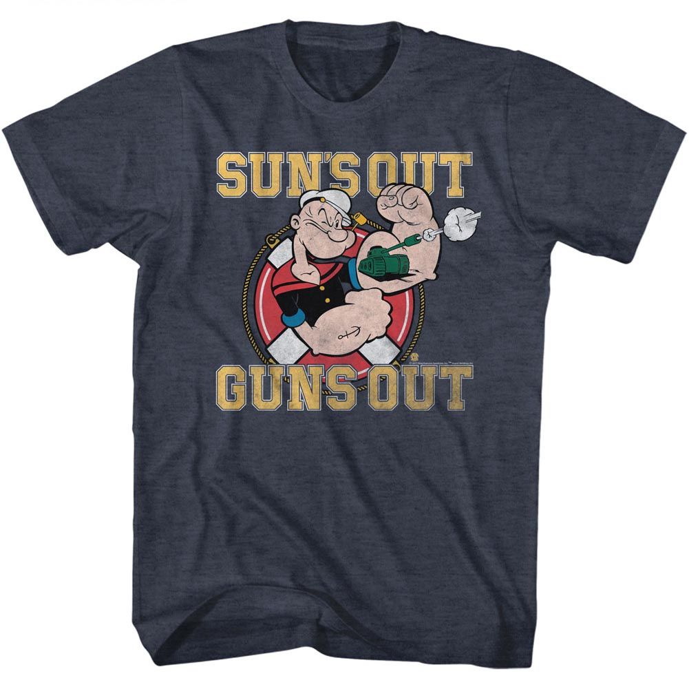Popeye - Suns Out Guns Out - Short Sleeve - Heather - Adult - T-Shirt - clothing by TeeHivey.com