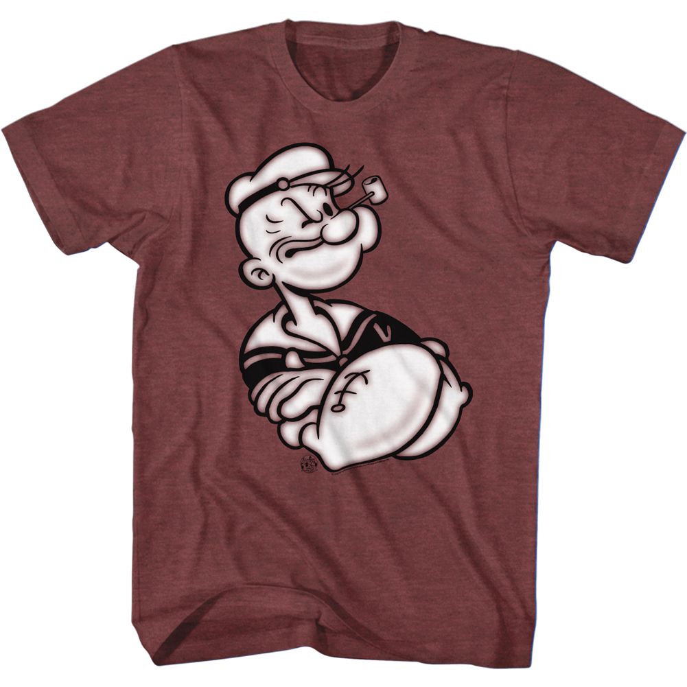 Popeye - Arms Crossed - Short Sleeve - Heather - Adult - T-Shirt - clothing by TeeHivey.com
