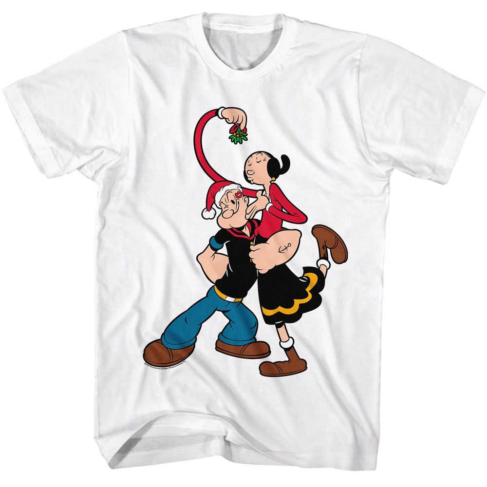 Popeye - Mistletoe - American Classics - Solid White Adult Short Sleeve T-Shirt - clothing by TeeHivey.com