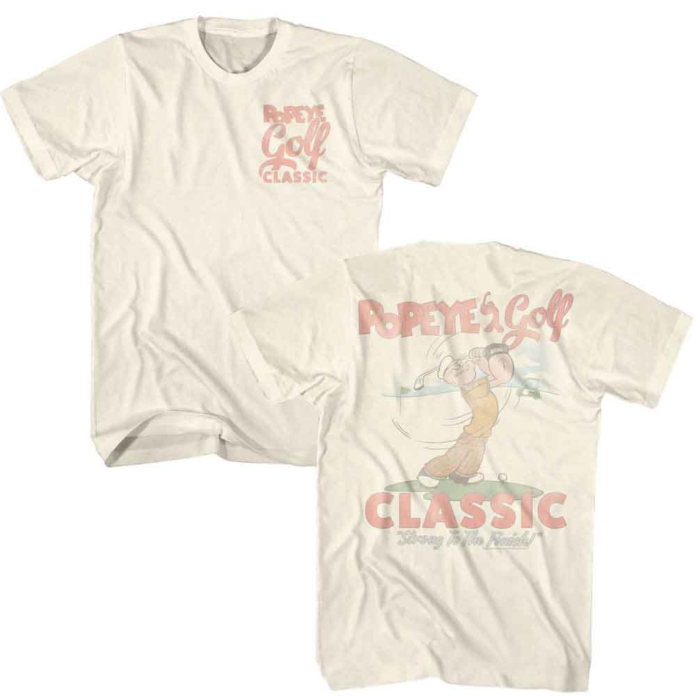Popeye - Golf Classic - American Classics - Solid Off-White Adult Short Sleeve T-Shirt - clothing by TeeHivey.com (Image 1)