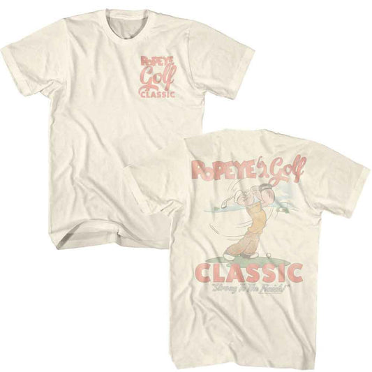 Popeye - Golf Classic - American Classics - Solid Off-White Adult Short Sleeve T-Shirt - clothing by TeeHivey.com (Image 1)