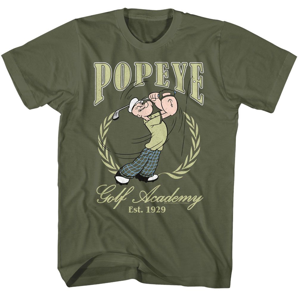 Popeye - Golf Academy - American Classics - Adult Short Sleeve T-Shirt - clothing by TeeHivey.com (Image 1)