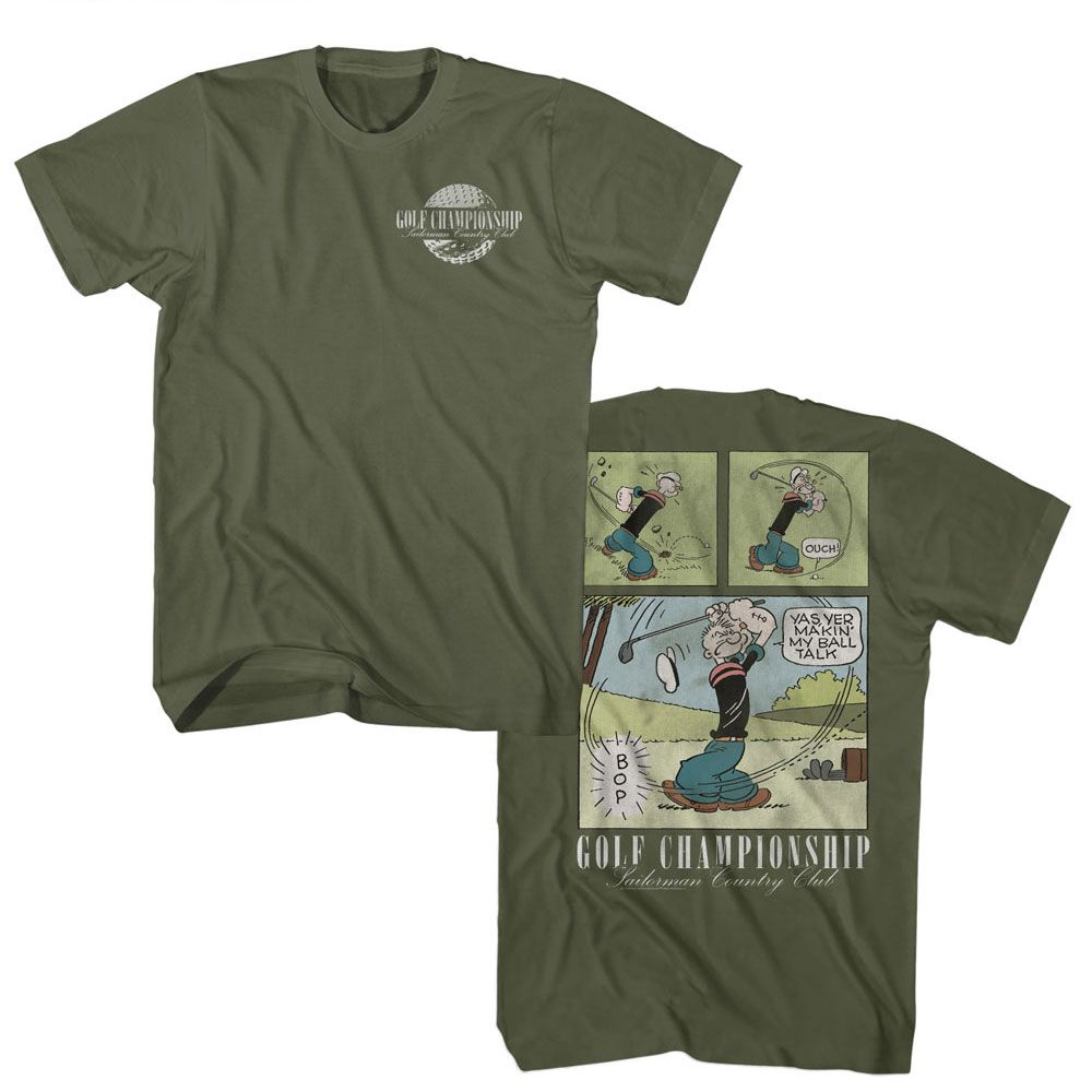 Popeye - Golf Comic - American Classics - Adult Short Sleeve T-Shirt - clothing by TeeHivey.com (Image 1)