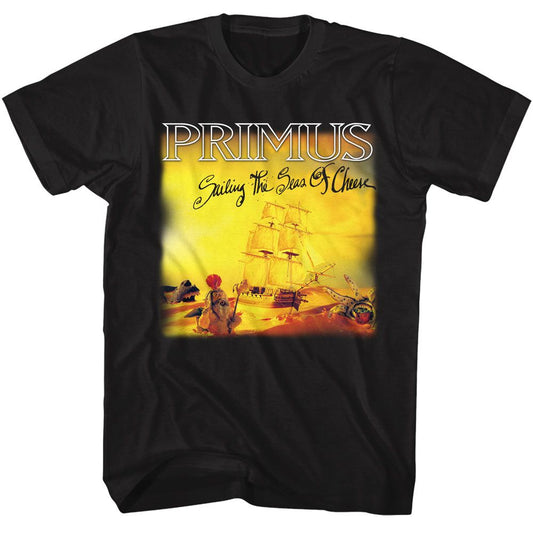 Primus - Seas Of Cheese - American Classics - Solid Black Adult Short Sleeve T-Shirt - clothing by TeeHivey.com (Image 1)