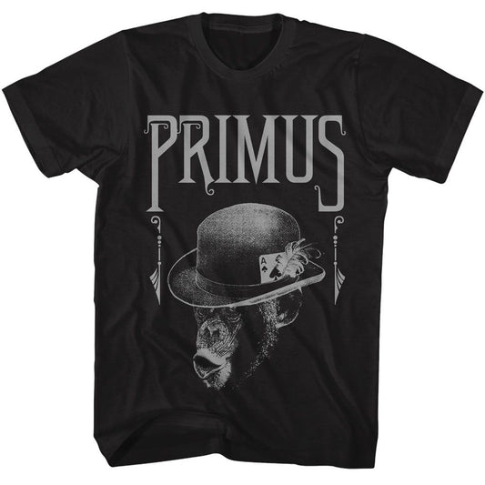 Primus - Monkey - American Classics - Solid Black Adult Short Sleeve T-Shirt - clothing by TeeHivey.com (Image 1)