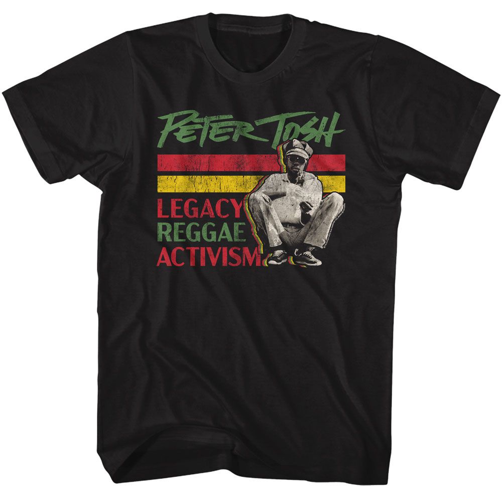 Peter Tosh - Legacy Reggae Activism - American Classics - Solid Black Adult Short Sleeve T-Shirt (Image 1)