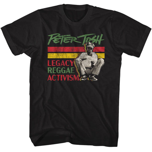 Peter Tosh - Legacy Reggae Activism - American Classics - Solid Black Adult Short Sleeve T-Shirt (Image 1)