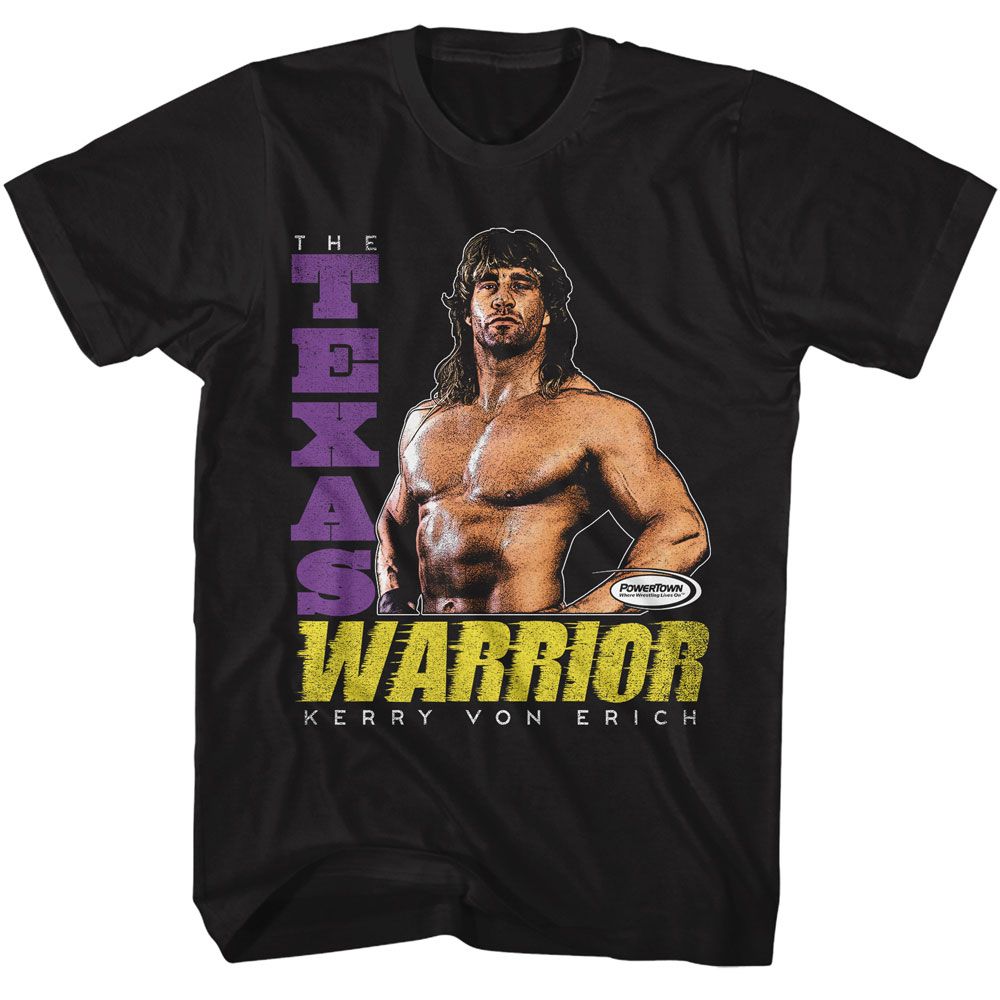 Powertown - The Texas Warrior - Black Front Print Short Sleeve Adult T-Shirt - clothing by TeeHivey.com (Image 1)