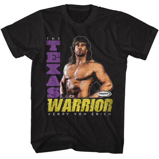 Powertown - The Texas Warrior - Black Front Print Short Sleeve Adult T-Shirt - clothing by TeeHivey.com (Image 1)