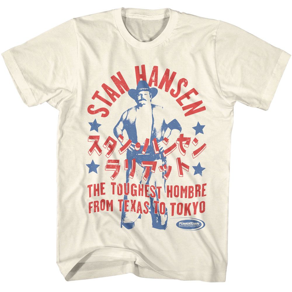 Powertown - Toughest Hombre - Off-White Front Print Short Sleeve Adult T-Shirt - clothing by TeeHivey.com (Image 1)