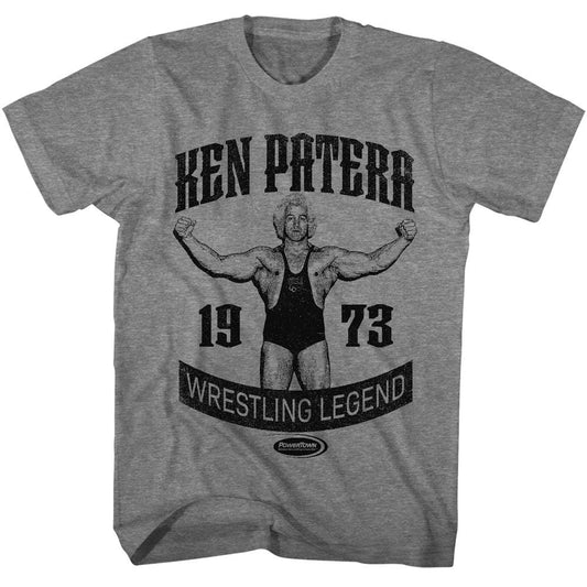 Powertown - Ken Patera - Gray Front Print Short Sleeve Solid Adult T-Shirt - clothing by TeeHivey.com (Image 1)
