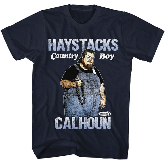 Powertown - Haystacks Calhoun - Blue Front Print Short Sleeve Adult T-Shirt - clothing by TeeHivey.com (Image 1)