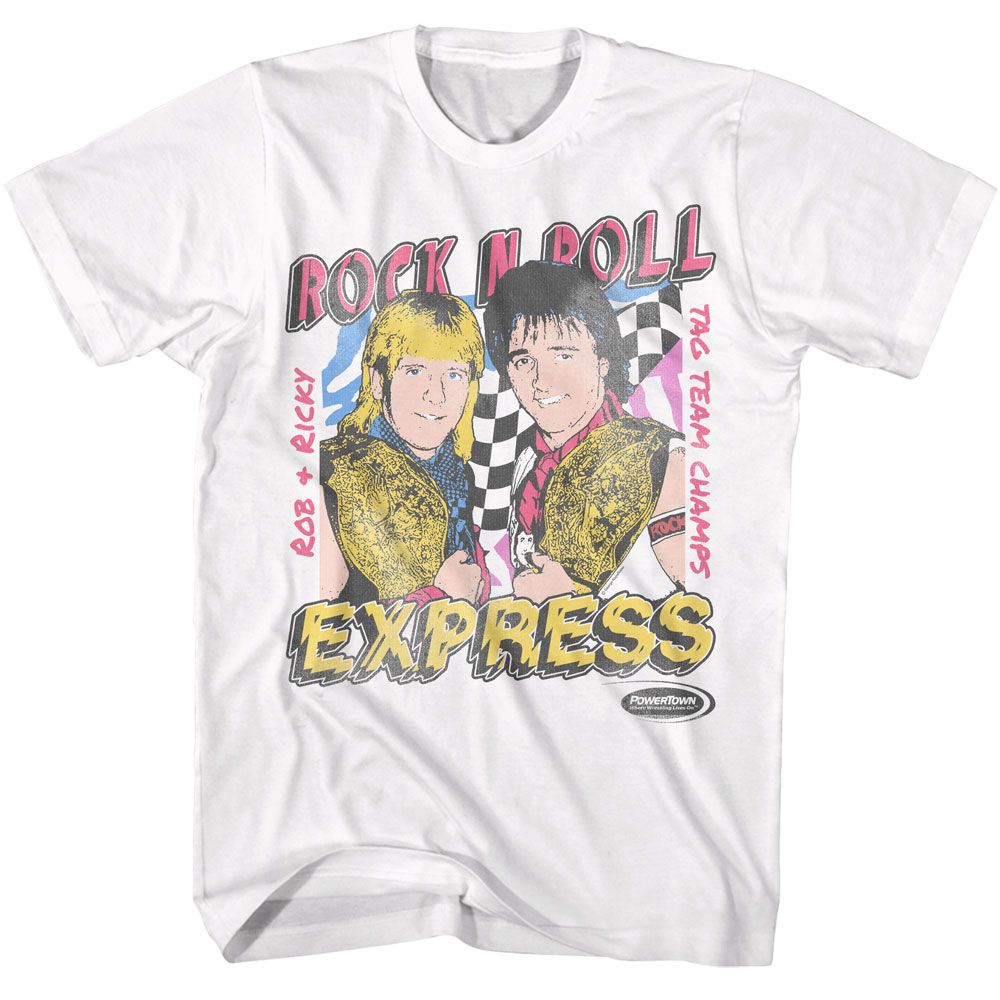 Powertown - Rnr Express Tag Champs - White Short Sleeve Adult T-Shirt - clothing by TeeHivey.com (Image 1)