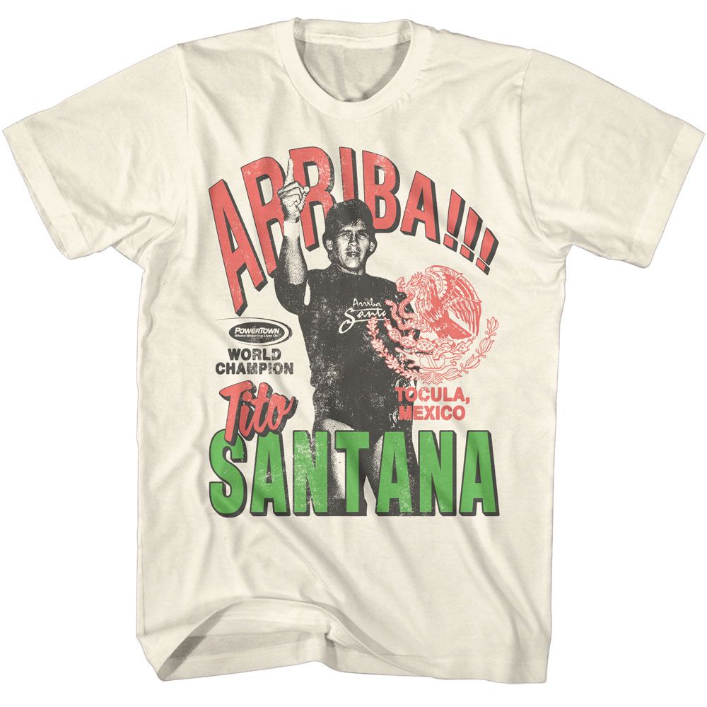 Powertown - Santana World Champ - Off-White Short Sleeve Adult T-Shirt - clothing by TeeHivey.com (Image 1)