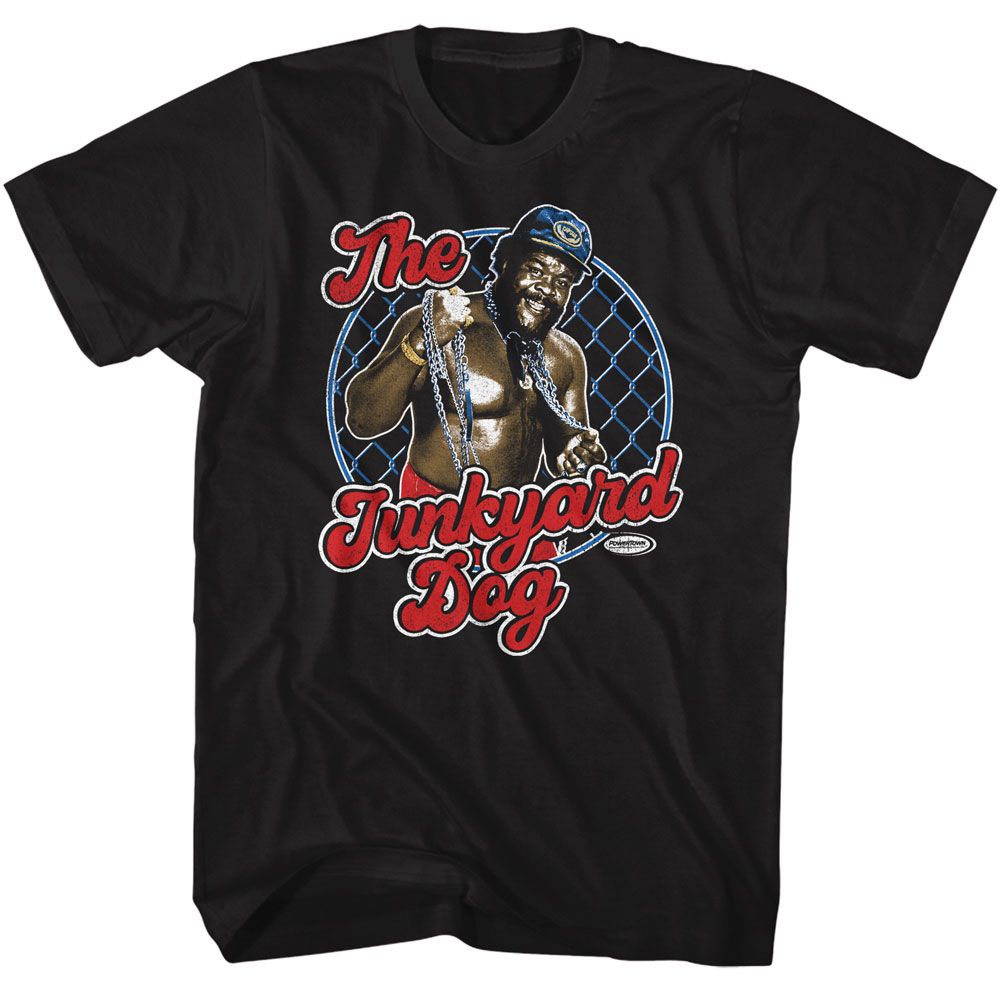 Powertown - Junkyard And Chainlink - Black Short Sleeve Adult T-Shirt - clothing by TeeHivey.com (Image 1)