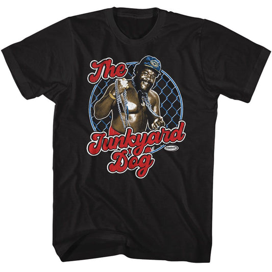 Powertown - Junkyard And Chainlink - Black Short Sleeve Adult T-Shirt - clothing by TeeHivey.com (Image 1)