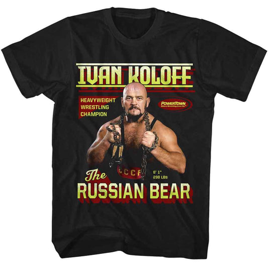 Powertown - The Russian Bear - American Classics - Black Adult Short Sleeve T-Shirt - clothing by TeeHivey.com (Image 1)