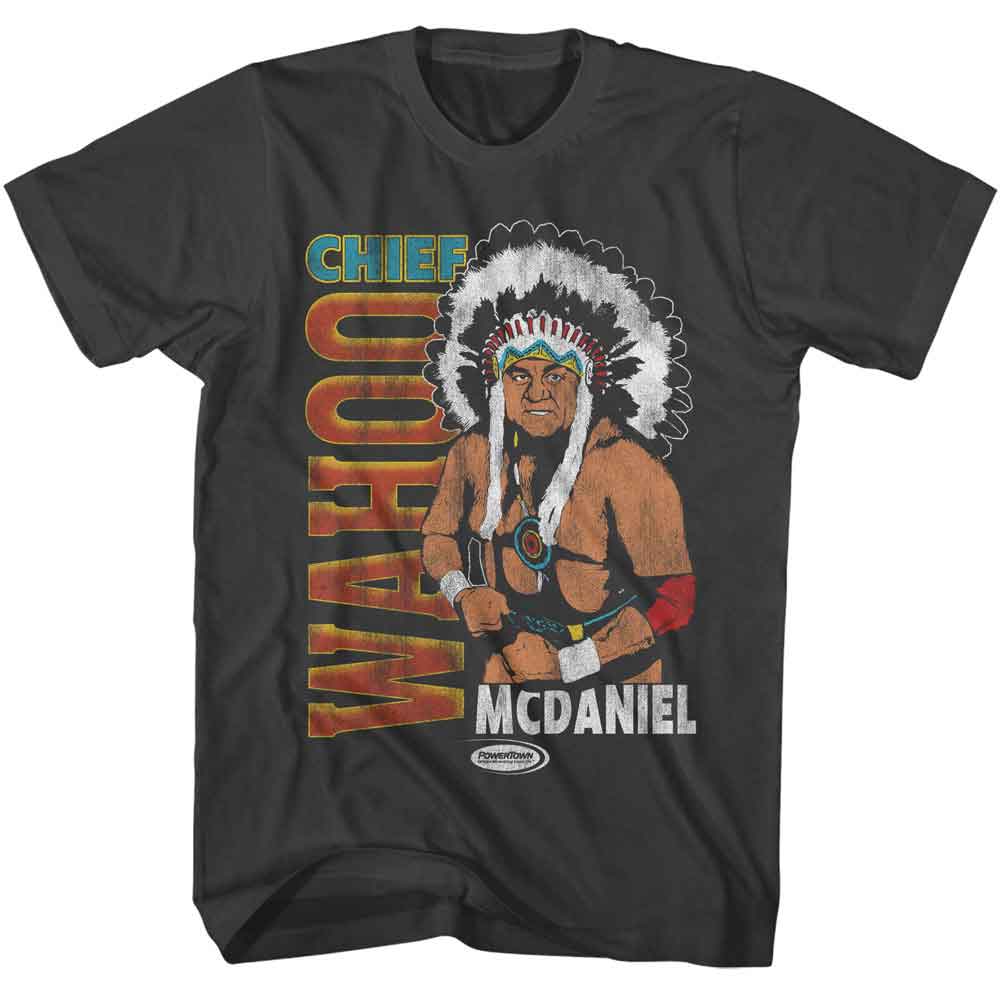 Powertown - Wahoo Mcdaniel - American Classics - Solid Gray Adult Short Sleeve T-Shirt - clothing by TeeHivey.com (Image 1)
