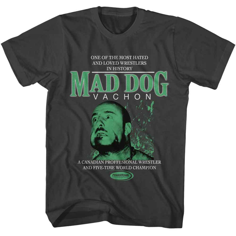 Powertown - Mad Dog Vachon - American Classics - Smoke Adult Short Sleeve T-Shirt - clothing by TeeHivey.com (Image 1)