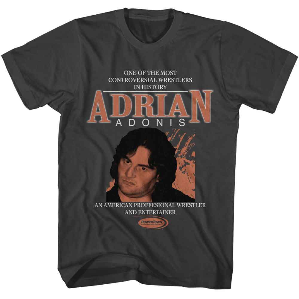 Powertown - Adrian Adonis - American Classics - Smoke Adult Short Sleeve T-Shirt - clothing by TeeHivey.com (Image 1)
