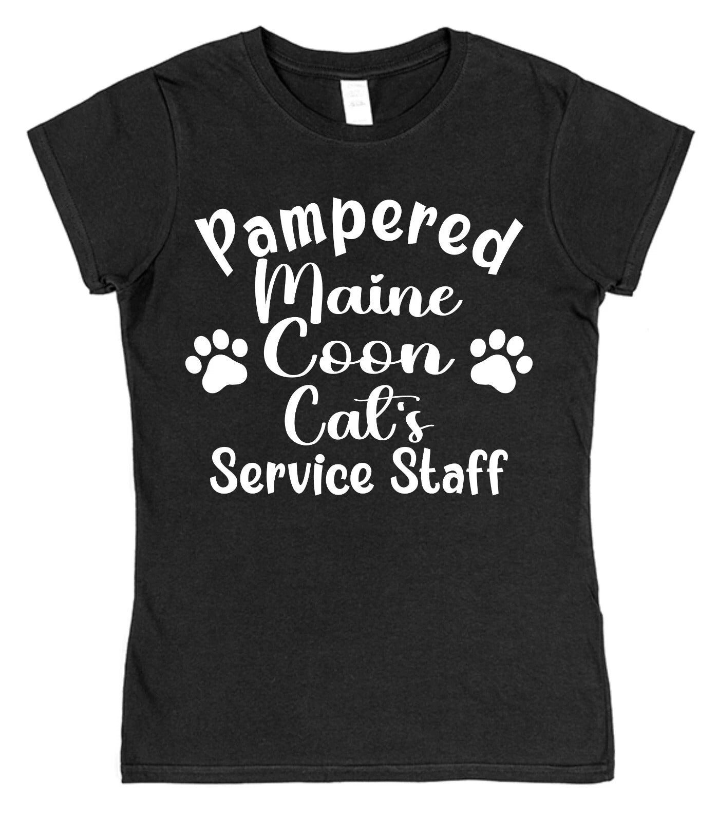 Pampered Maine Coon Cat's Service Staff T-Shirt Funny Gift for Cat Lovers Unisex